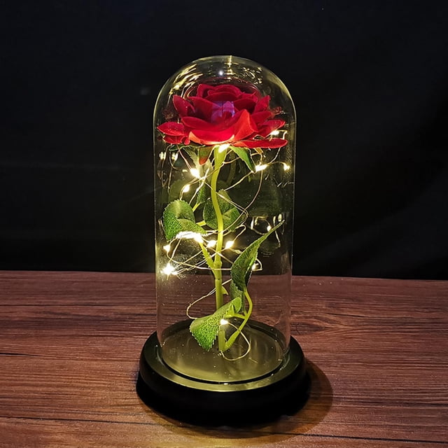 Eternal Silk Flower Rose Jar - INS Románticas con Cubierta de de San Valentín para Niñas base negra Hugo rosa eterna