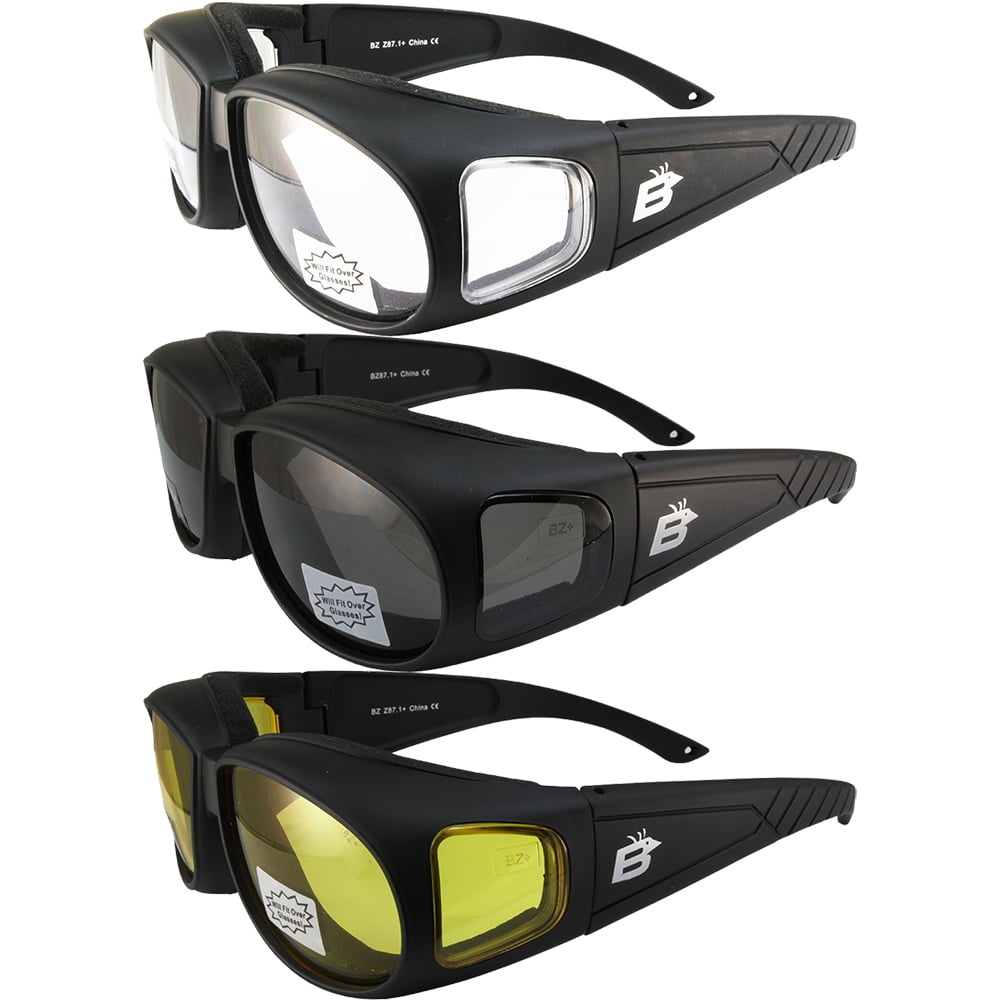 NEW Transitional Lenses Motorcycle Biker Goggles FLIGHT Over The Glasses OTG