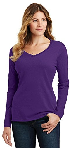 Port & Company ®  Ladies Long Sleeve Fan Favorite V-Neck Tee. Lpc450vls 4Xl Team Purple