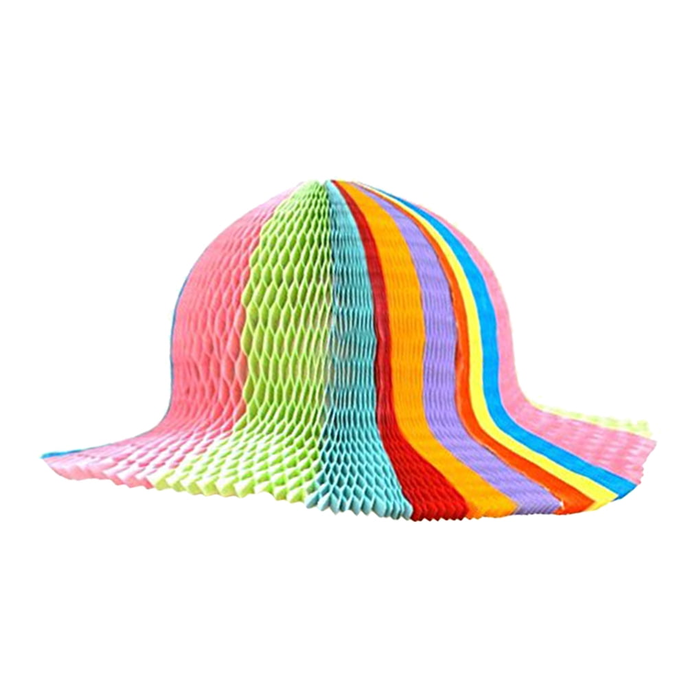5Pcs Rainbow Color Paper Origami Sun Hats Folding Vase Hat