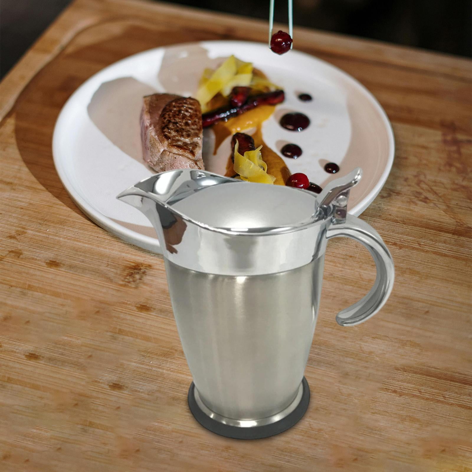 Sauce Jug Gravy Pitcher Thermal Pot Double Insulated Stainless Steel Design for Home Kitchen Restaurant Use