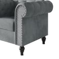 thumbnail image 6 of Home Design Kelso Velvet Rolled Arm Chair with Deep Button Tufting, Nailhead Trim and Turned Legs, Gray, 6 of 7