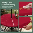 thumbnail image 5 of Round Outdoor Tablecloth with Umbrella Hole and Zipper, Pure Red Tablecloth with Elastic Waterproof, Simple Solid Color Patio Table Covers for 55" - 60" Picnic Pool Tables, 5 of 9
