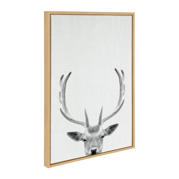 Kate and Laurel Sylvie Female Deer Framed Canvas Wall Art by Simon Te of Tai Prints, 23x33 Natural, Modern Forest Animal Portrait Art for Wall