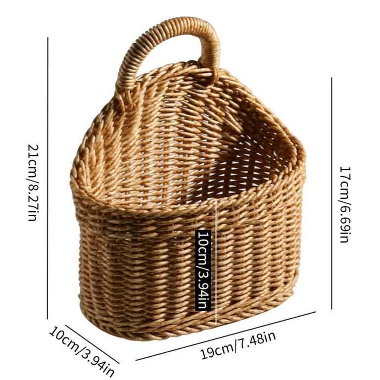 Imitation Rattan Woven Storage Baskets Wall Hanging Baskets Flower Basket Organizer Decorative Multipurpose Hanging Baskets for Home Kitchen Bedroom Double Color Glue Light Brown Walmart