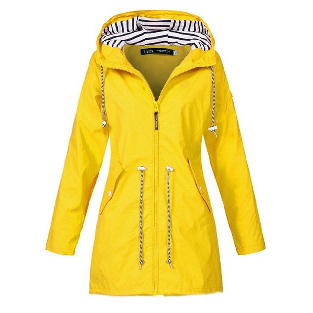 Julycc Veste à Capuche à Manches Longues pour Femmes Grande Taille Imperméable Manteau de Pluie Extérieur