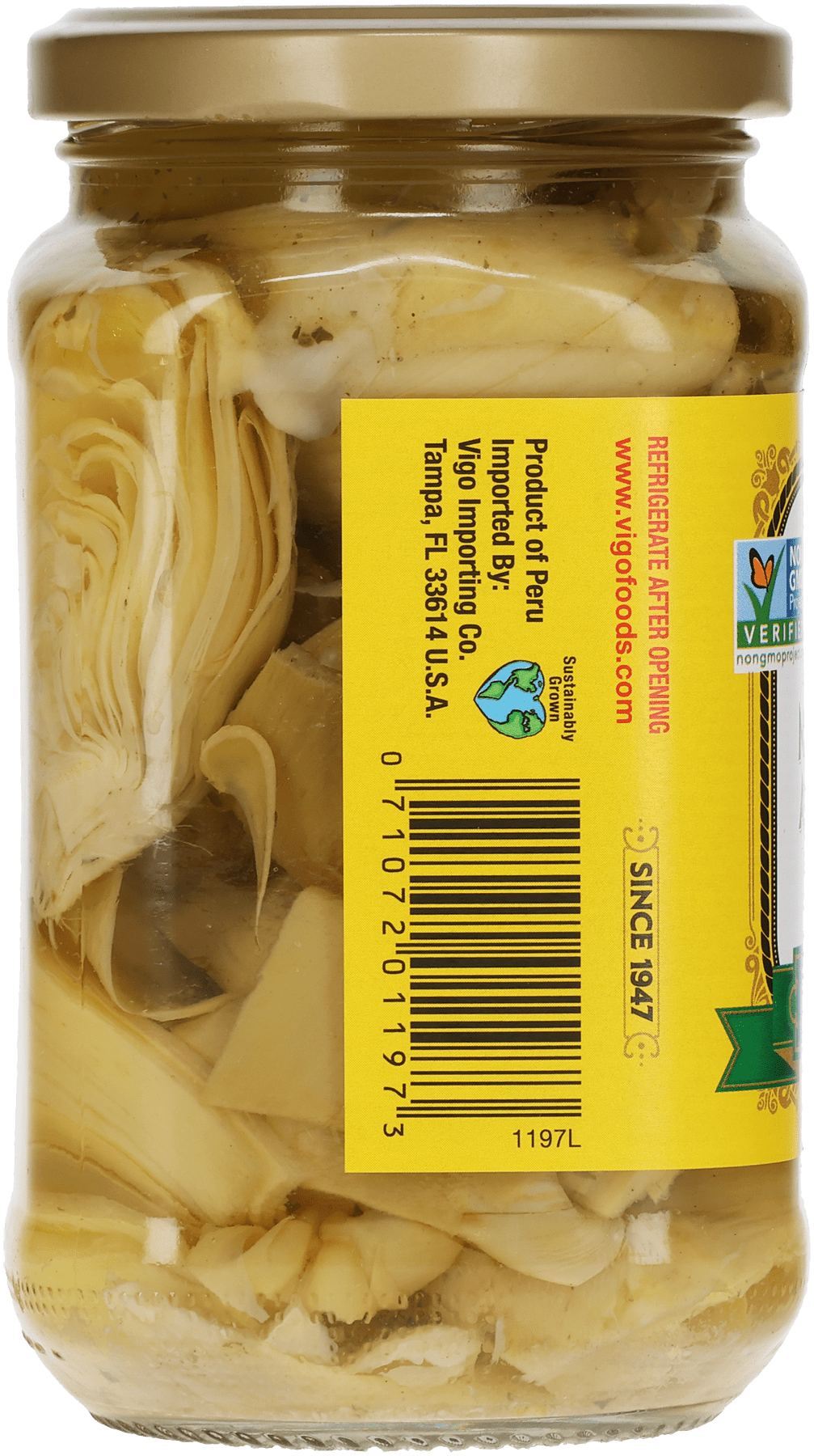 (4 pack) Vigo Quartered Marinated Artichoke Hearts 12 oz. Glass Jar