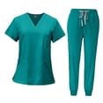 thumbnail image 1 of Women Uniform Scrubs Set Breathable Clothes Nurse Top and Pants with Pockets L, 1 of 8