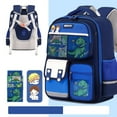 thumbnail image 2 of GPOECD Sac à Dos Scolaire Grande Capacité à Imprimé Dinosaure pour Garçons de la 3e à la 6e Année Tissu Résistant à l'Eau avec Multiples Poches et Compartiments 03_bleu Ciel, Taille Unique, 2 of 3