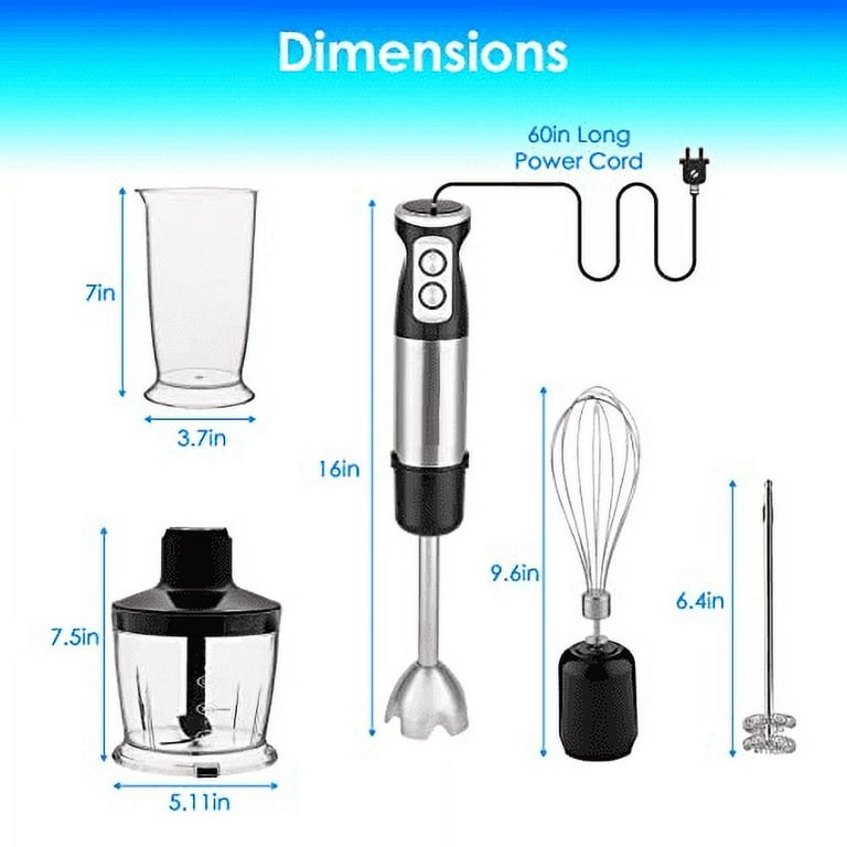 Ninja Foodi Power Mixer System, Black Hand Blender and Hand Mixer Combo  with Whisk and Beaters, 3-Cup Blending Vessel, CI100