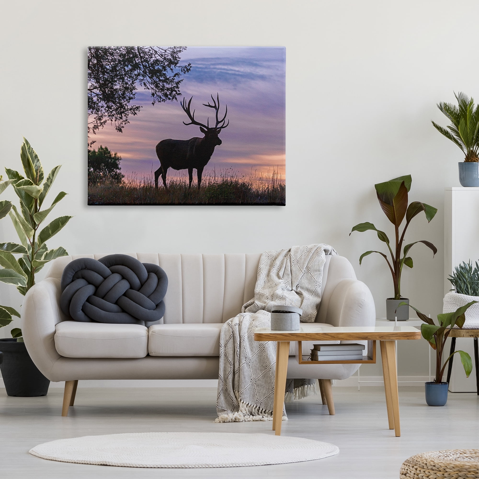 Stupell Industries Wild Elk Sunrise Forest Animal Antlers Morning Sky, 36 x 48, Designed by Larry McFerrin