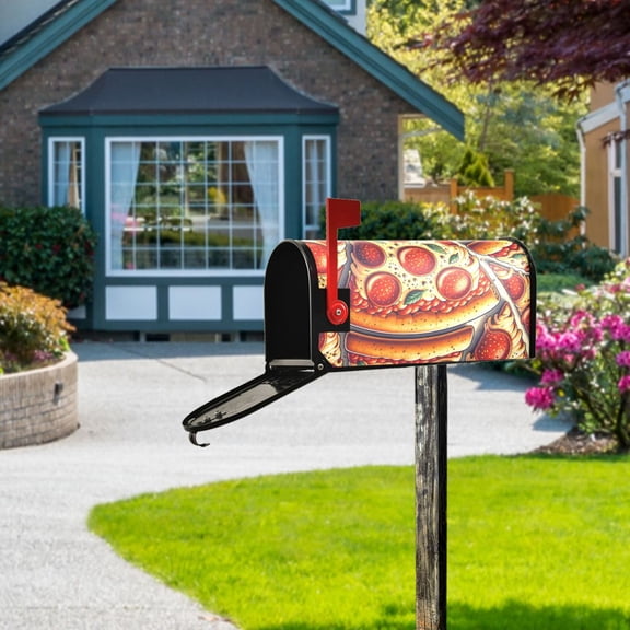 Delicious Original Pepperoni Pizza Mailbox Cover Magnetic Standard Size Post Box Cover Wraps Home Garden Decor 18" X 21"