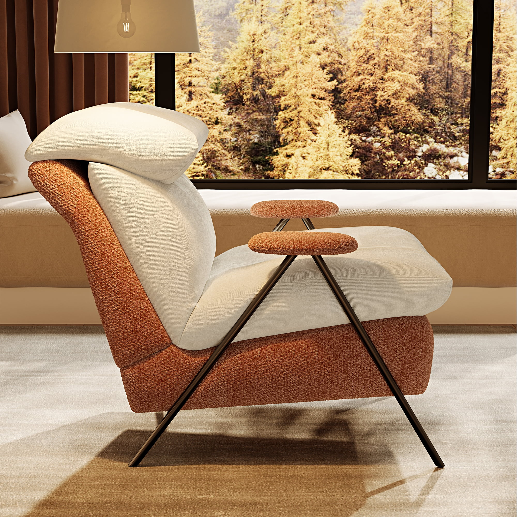 GARITIN Accent Chair and Reading Chair 31.8 Inch, Solid Wood Frame Lounge Chair with Chenille and Plush Upholstery for Living Room Bedroom, Beige