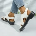 thumbnail image 5 of Xfvqtps Wedges for Women Flatform Chunky Low Heels Slingback Ankle Hook and Loop Strap Open Toe Soft Sole Breathable Lightweight Non Slip Dressy Casual Summer Heeled Sandals White, 5 of 7