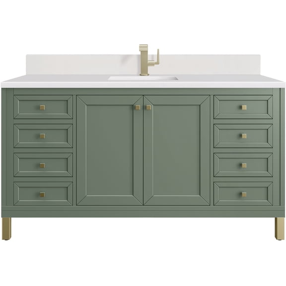 James Martin Vanities 503-V60s-1Wz Chicago 60" Free Standing Single Basin Vanity Set -