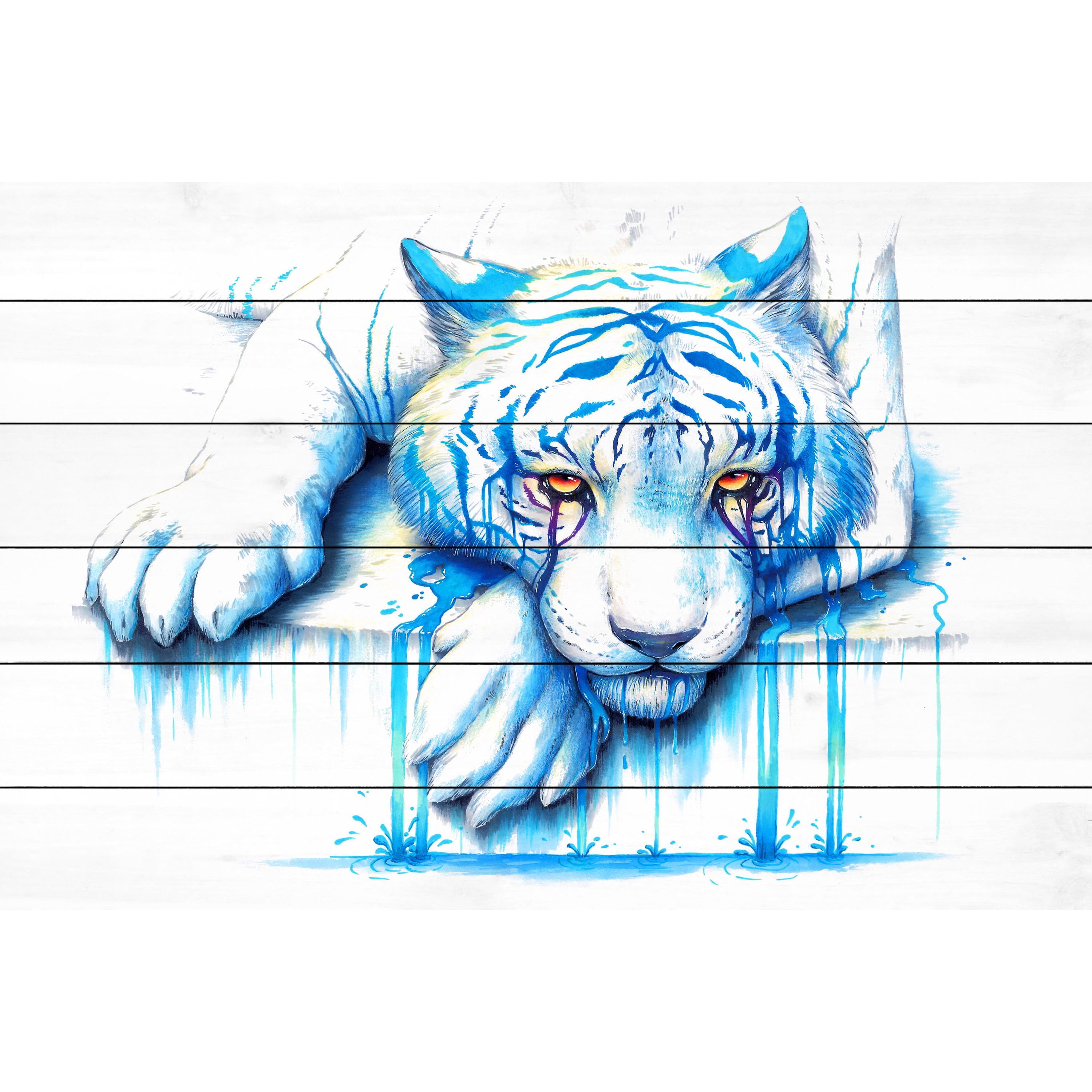 Marmont Hill "Blue Tears" Painting Print on White Wood