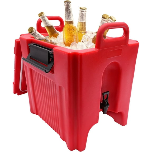Insulated Beverage Dispenser Portable Thermal Beverage Server Insulated Beverage Dispenser with Handles 10 Gallon Commercial Beverage Dispenser for Restaurants Hotels Coffee Shops Red