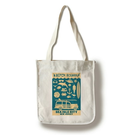 Sea Isle City, New Jersey - Coastal Icons - Lantern Press Artwork (100% Cotton Tote Bag -
