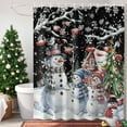 thumbnail image 4 of Shower Curtain 72"W x 96"L Christmas Snowman Xmas Tree Black Fabric Shower Curtains Set with Hooks Water Repellent Bathroom Curtains Machine Washable Bathroom Accessories, 4 of 9