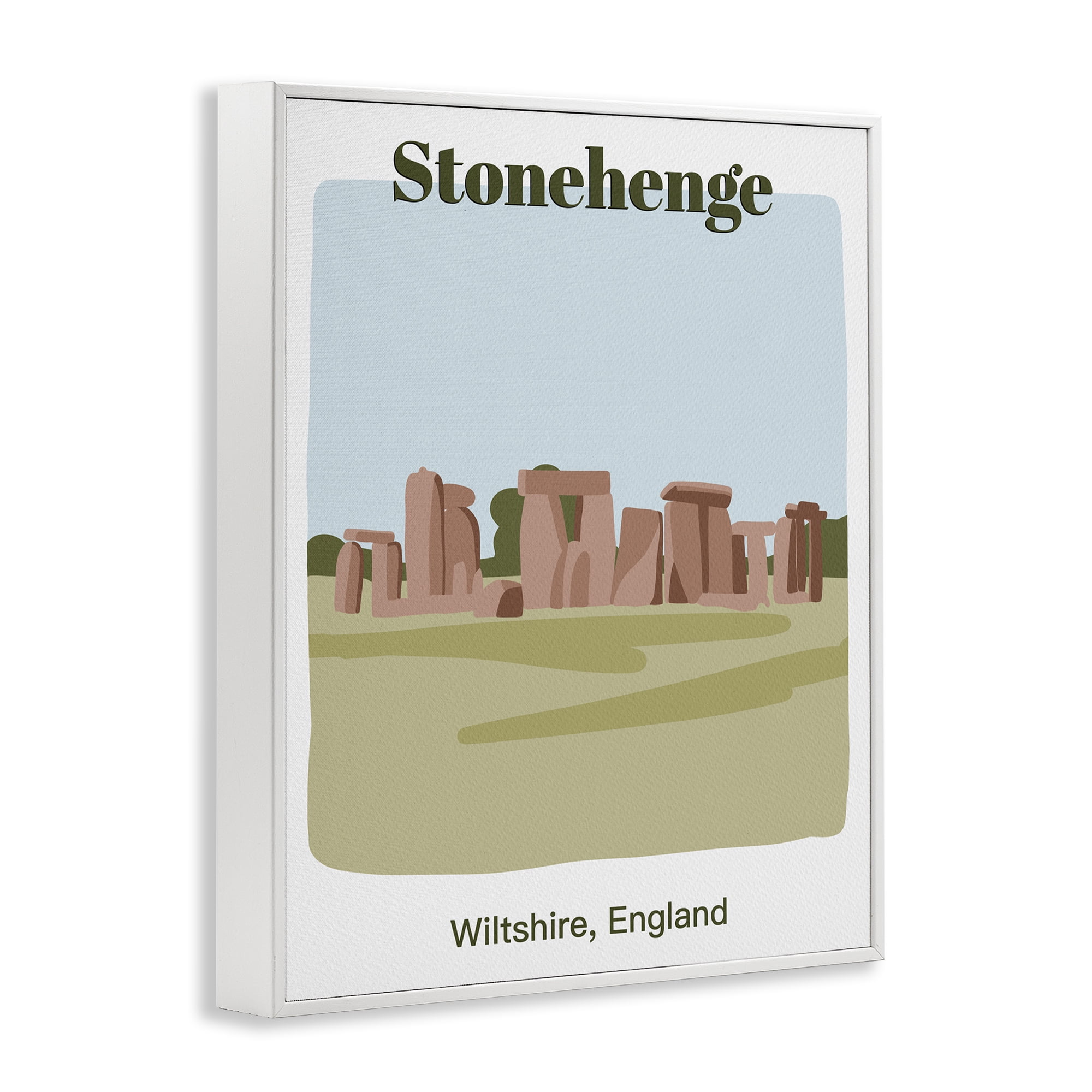 Stupell Industries Stonehenge Landmark Architecture Town & City Painting White Framed Art Print Wall Art, 24 x 30