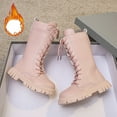 thumbnail image 4 of VNKIDY Girls Kids Solid Color Leather Knee High Boots Plush Lined Warm Lace Up Thick Traction Sole Shoes For Cold Weather Outdoor Activities Cute Footwear, 4 of 7