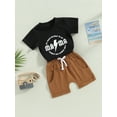 thumbnail image 4 of xiaxaixu Kids Boys Girls Clothes, Short Sleeve Round Neck Letters Print Tops Solid Color Short Drawstring Shorts Trousers Casual Outfits, 4 of 9