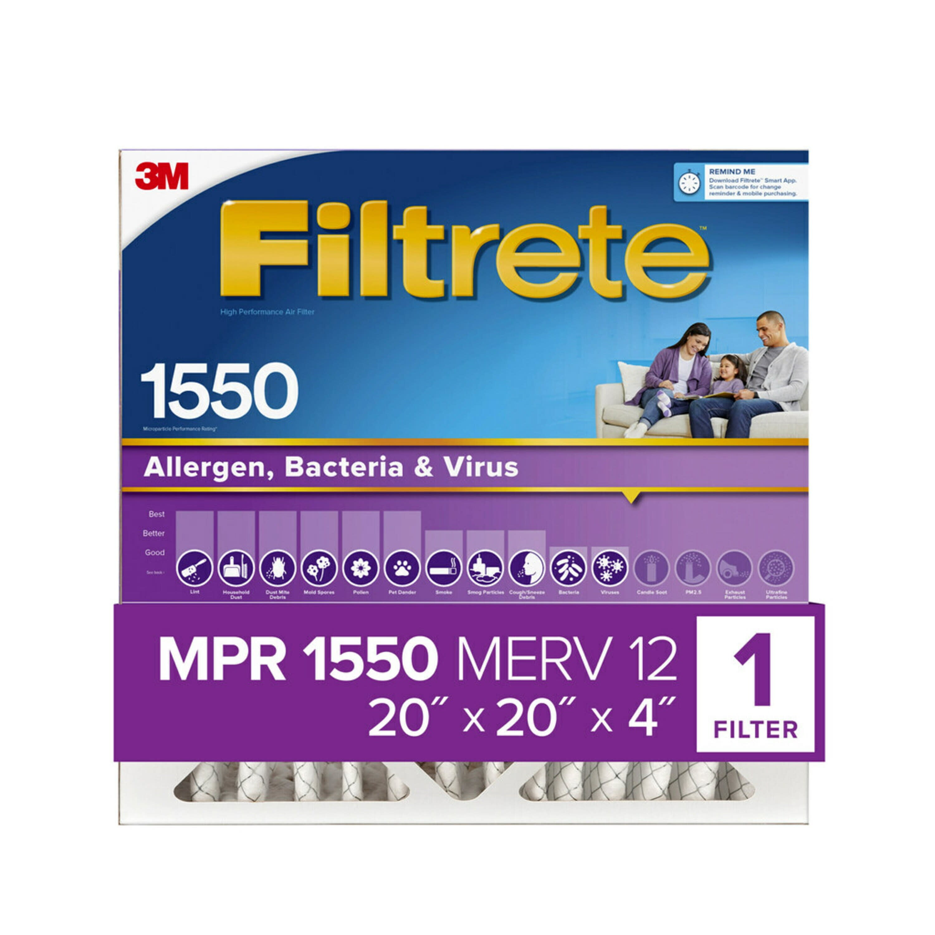 3M Filtrete 20x20x4 Allergen Reduction Air Filter 4-Pack 