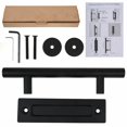 thumbnail image 4 of 12" Sliding Barn Door Pull Flush Handle Gate Hardware Set Iron Matte Black, 4 of 9
