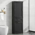 thumbnail image 2 of Bellemave 68.1”H Tall Bathroom Storage Cabinet Freestanding Storage Cabinet with 2 Different Size Drawers and 1 Door Wooden Floor Cabinet with Adjustable Shelves for Home, Kitchen, Black, 2 of 11