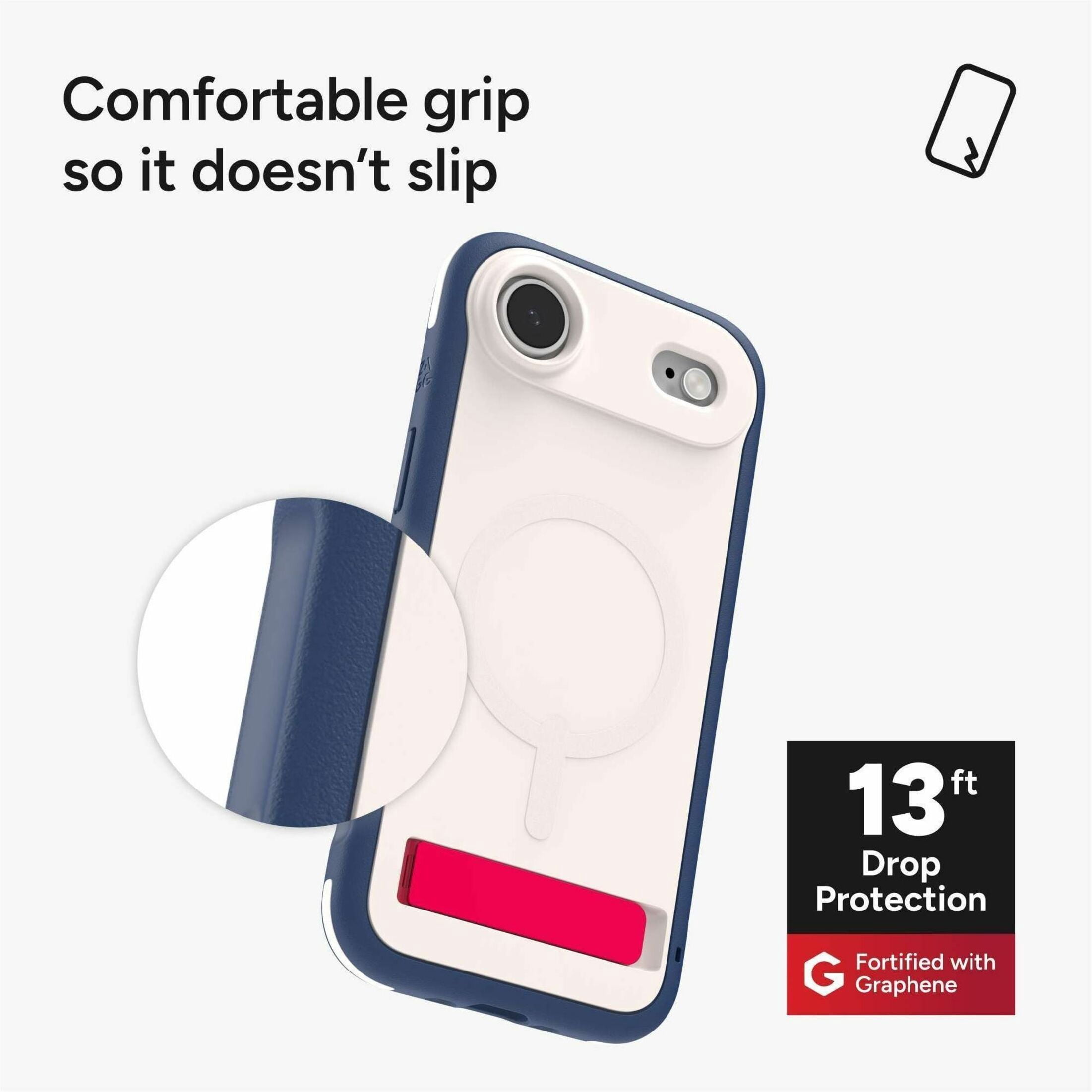 ZAGG Sedona Snap - Back cover for cell phone - with kickstand - MagSafe compatibility - red light and blue - for Apple iPhone Air