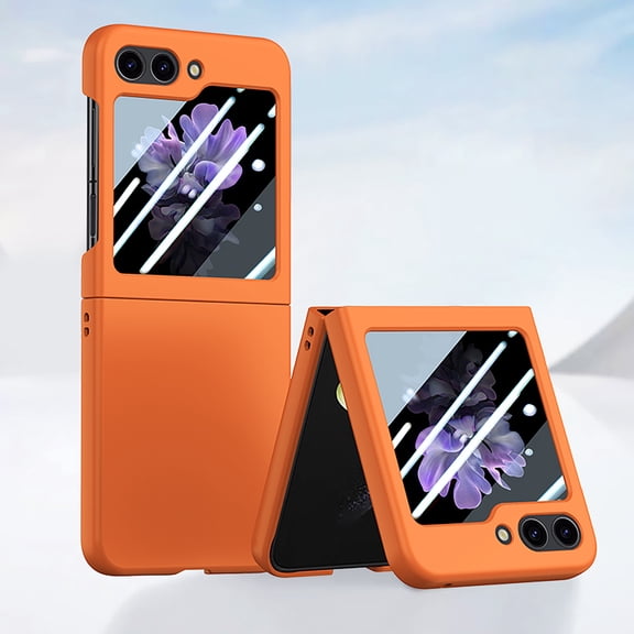 Compatible with Samsung Galaxy Z Flip 5 Case, Samsung Galaxy Z Flip 5 Luxury Slim Thin Fit Frosted Hard PC Bumper Shockproof Anti-Scratch Protective Skin-friendly Phone Case Cover - Orange
