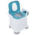 thumbnail image 1 of Commode de Chevet, Toilette Portable à Hauteur Réglable avec Accoudoirs et Dossier, Toilette Surélevée avec Seau avec Cadre de Sécurité, Chaise de Propreté Robuste pour Adultes, Aînés, Personnes Handicapées, 1 of 7
