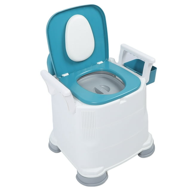 Commode de Chevet, Toilette Portable à Hauteur Réglable avec Accoudoirs et Dossier, Toilette Surélevée avec Seau avec Cadre de Sécurité, Chaise de Propreté Robuste pour Adultes, Aînés, Personnes Handicapées