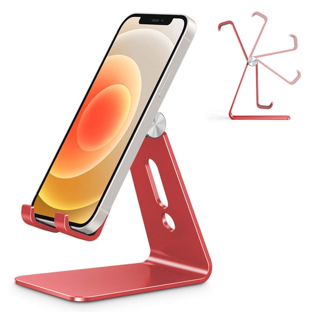 Soporte para teléfono celular OMOTON C2 de escritorio de aluminio rojo