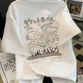 thumbnail image 3 of Camisetas Harajuku para mujer, camiseta de manga corta con estampado de pareja de dibujos animados Y2k, ropa de calle suelta para pareja, Tops, 3 of 4