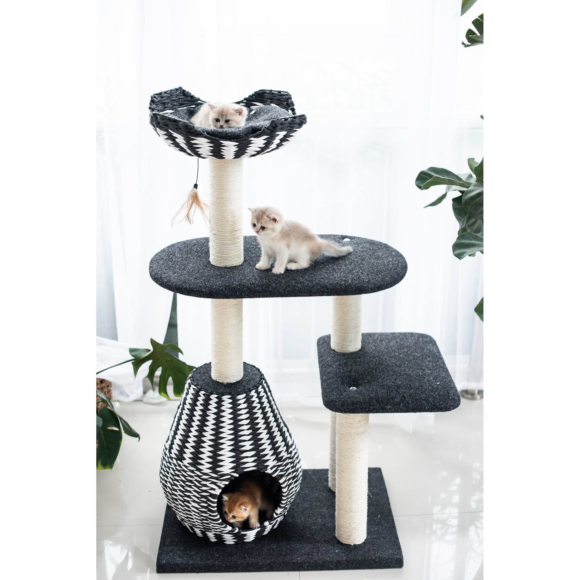 Petpals Group Cat Tree Condo Scratching Post Tower White Walmart Com Walmart Com