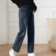 thumbnail image 2 of Jamicy Maternity Pants Jeans Women's Maternity Jeans Comfy Loose Over the Belly Adjustable Straight Leg Casual Denim Pants with Pockets, 2 of 5