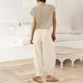 thumbnail image 5 of Women's 2 Piece Set, Summer Short Sleeve Top and Loose Fit Pants Outfit, Casual Cuffed Ankle Lounge Set, Matching Outfit Set for Women, Summer Lounge Set and Casual Wear-White, 5 of 6