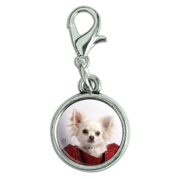 Chihuahua Puppy Dog in Handbag Antiqued Bracelet Pendant Zipper Pull Charm with Lobster Clasp