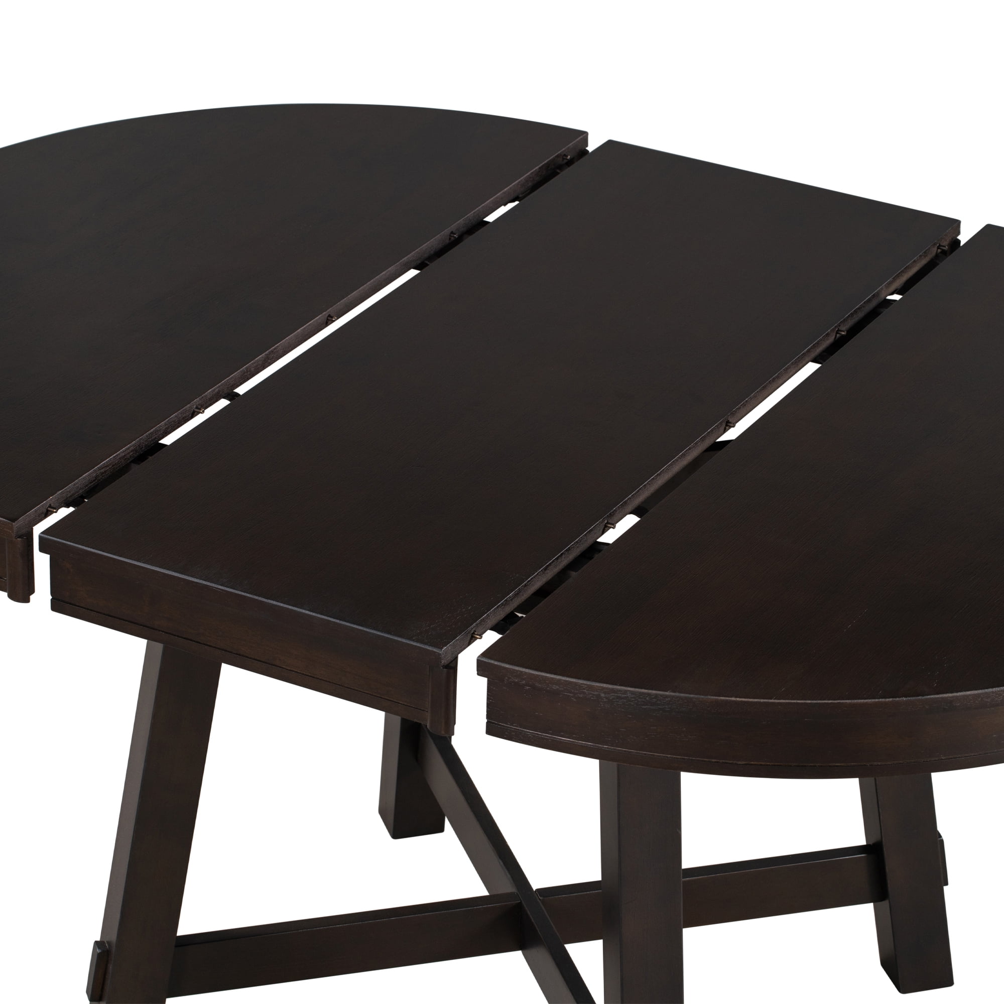 Euroco 42in-58in Extendable Round Dining Table for 4-6, Modern Oval Kitchen Table with Removable Leaves & Wood Base,Dinner Table for Kitchen Dining Room,Space Saving,Espresso