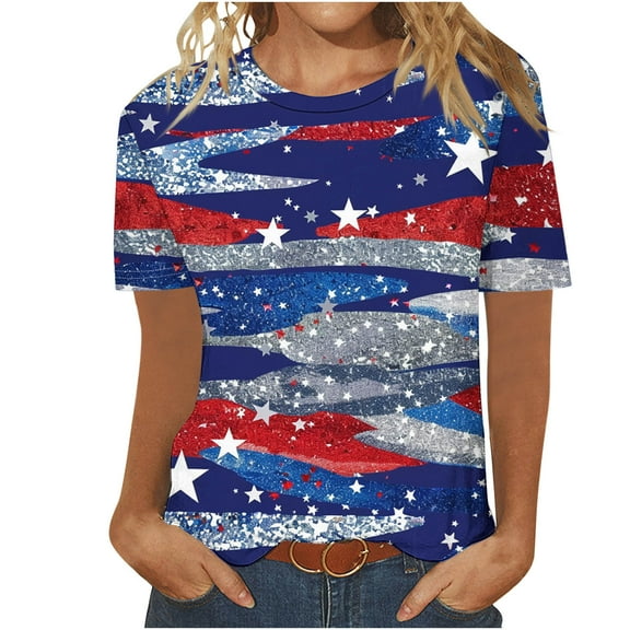 VerPetridure American Flag Shirt Women 4th of July Patriotic T Shirt Funny Stars Stripes Graphic Tee Independence Day T-Shirt Top