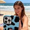 thumbnail image 3 of Compatible with iPhone 12 Pro Max Case, Cute Animal Hybrid Cover for Girls Women Protective Cow Print Design Phone Cases, Anti-Scratch Shockproof Camera Protective Cover for iPhone 12 Pro Max, Blue, 3 of 8