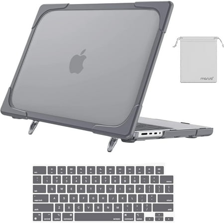 Mosiso Case for MacBook Pro 16 inch Case 2023 2022 2021 Release M3 A2991 M2 A2780 M1 A2485 Pro Max Chip, Heavy Duty Plastic Hard Shell Case with Fold Kickstand&Keyboard Cover&Storage Bag, Gray