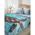 thumbnail image 5 of Coastal Sea Turtle Flat Sheet Only Twin Size, Soft Breathable Bed Top Sheets for Mattress, Blue Nautical Summer Beach Vintage Luxury Bedding Flat Sheets for Home Hotel Bedroom Bed Protection, 5 of 9