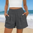 thumbnail image 2 of Admvng Linen Shorts for Women Pleated Summer Casual Shorts with Pockets, 2 of 8