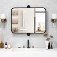 thumbnail image 2 of Costway 30 x 22 Inch Black Metal Framed Pivot Rectangle Wall-Mounted Mirror Black, 2 of 10