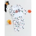 thumbnail image 3 of Arvbitana Toddler Girls Halloween Casual Outfit Set Baby Long Sleeve Round Neck Cartoon Print Tops +  Elastic Sweatpants  Kids 2-Piece Outfits 12M-5T, 3 of 8