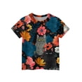 thumbnail image 3 of CCRFTGI Cute Shirts for Kids Girls Size 6-7 Clothes for Teen Girls Short Sleeve Novelty Animal Floral Print Tops Lightweight Crew Neck Tunic Tops Watermelon Red 5-6 Years, 3 of 4