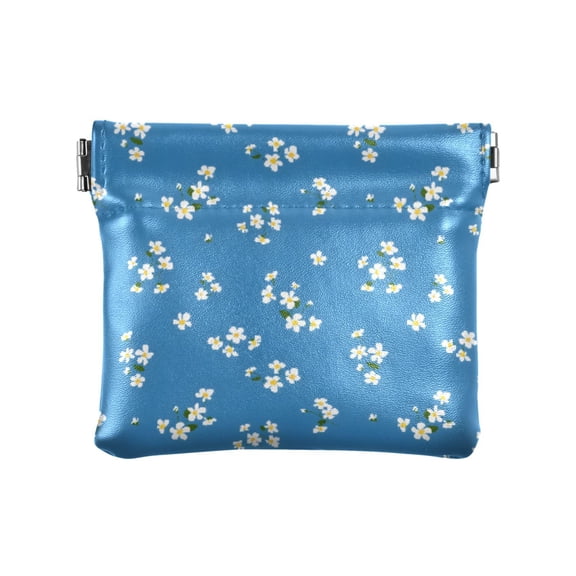 White Flowers Wallet Small PU Leather Change Pouch Wallet for Women