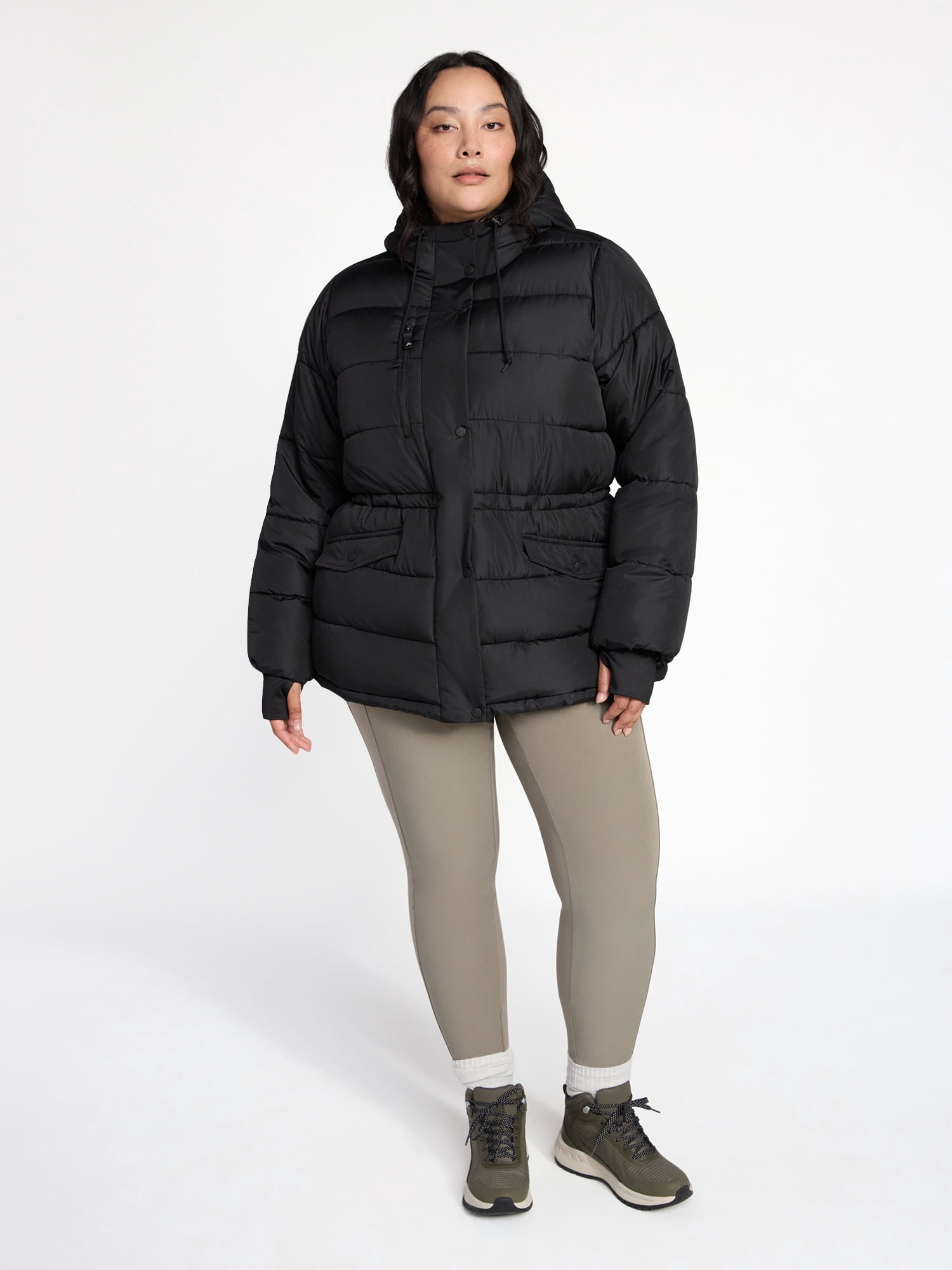 Ozark Trail Women's and Women's Plus Mid Length Puffer Coat, Sizes XS-2X
